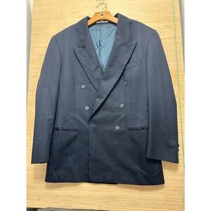 Maison Blanche Navy Pinstripe Double Breasted Blazer Made in France Mens 42